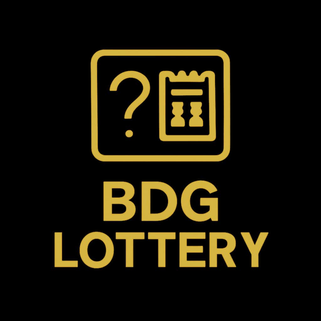 A simple badge illustrating the BDG Lottery process.