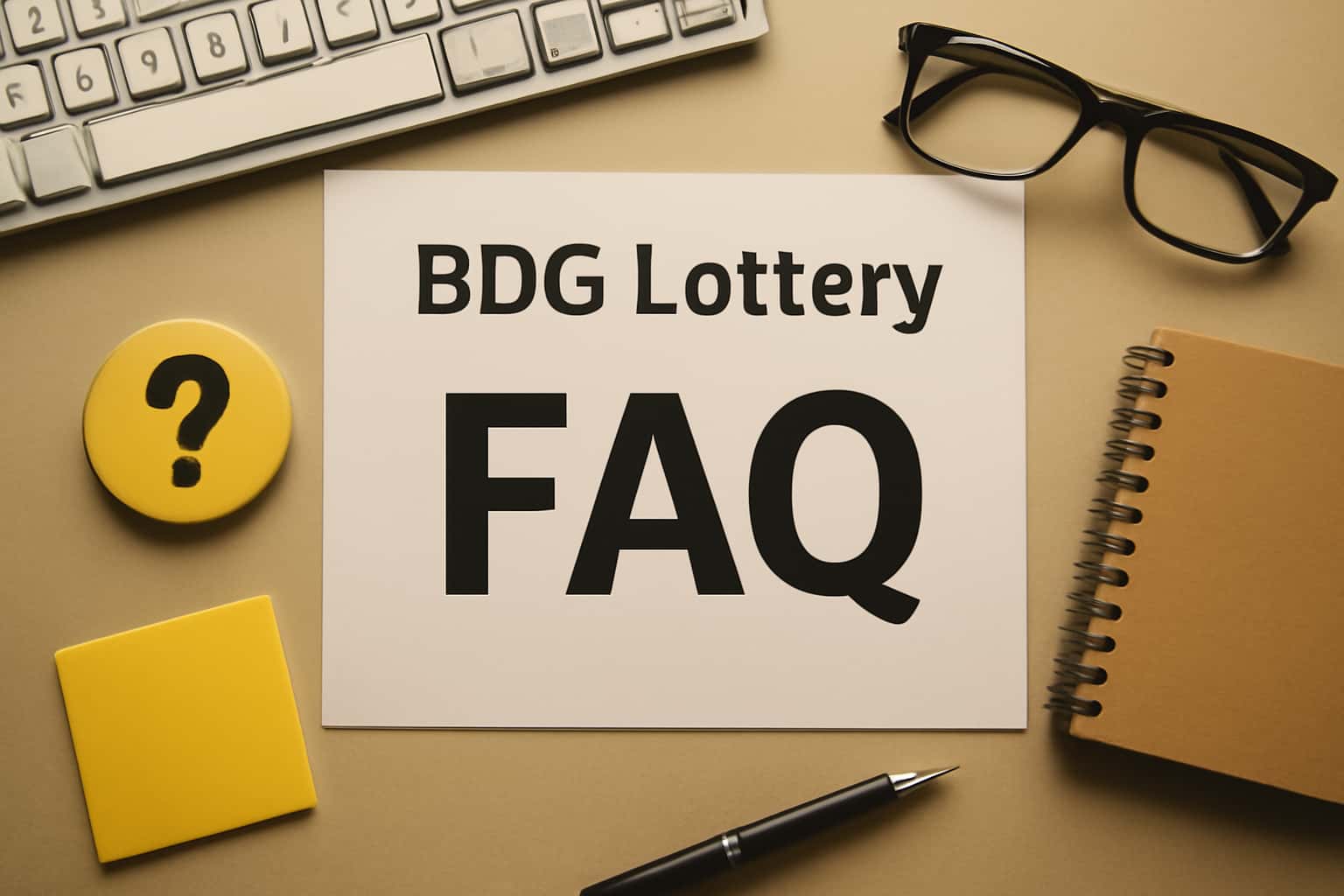 An informational scene illustrating FAQs for BDG Lottery.